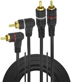 Cabo Rca  2 + 2 Rca 90Graus 4 Mm Preto 5M 