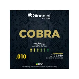 Encordoamento para Viol�o A�o 12 cordas - Giannini Cobra Bronze