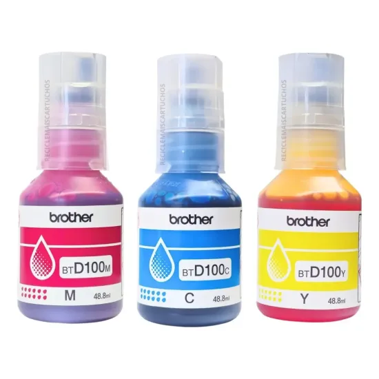 Pack Garrafas De Tinta Coloridas Brother Original Btd1003pk