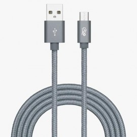 Cabo Micro USB I2GO 2m 2,4A Nylon Tranado Chumbo - I2GO PRO