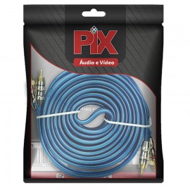 Cabo Rca Automotivo Profissional- 2 2 Rca Cristal Azul 5m - C/ Fio Remote 018-0426