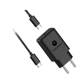 Carregador De Parede Motorola Turbo Power 30w Com Cabo Usb-C Preto