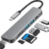 Hub Adaptador 6 Em 1 Usb C Hdmi Slot Cart�o Sd Micro Sd 5gbs Cor Prateado