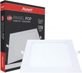 LED Painel Pop de Embutir Avant 18W Bivolt, Quadrado, Branco