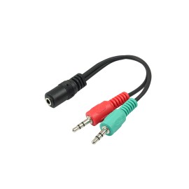 Cabo Adaptador P3 Femea X 2 P2 Macho - P/Microfone e fone Headset - 20CM - Preto