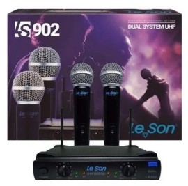 Microfone Sem Fio Uhf Duplo Mo Ls-902 Ht/ht - Leson