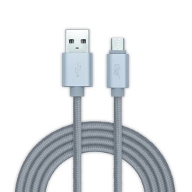 Cabo Micro USB i2GO 2m 2,4A Nylon Tranado Prata - i2GO PRO