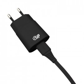 Kit Carregador de Parede USB 1A + Cabo USB-C 1,2m 2,4A i2GO Preto - i2GO Basic