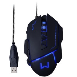 Mouse Gamer Warrior 7 Botões Preto com LED - MO261