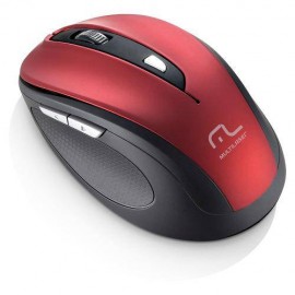 Mouse Sem Fio Multilaser Vermelho Metalizado e Preto Usb - MO239