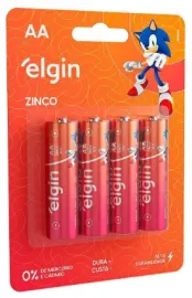 Pilha Palito AA Zinco Elgin Com 4 Unidade 1.5V
