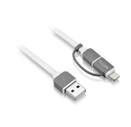 Cabo 2 Em 1 Apple Mfi E Micro Usb 10cm Branco - Elgin