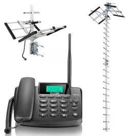 Kit Telefone Rural + Antena Externa Celular Fixo Gsm 200 Dual Chip Elgin
