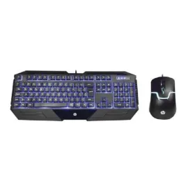 Kit Gamer HP GK1100, com Mouse 1600DPI, �ptico Infravermelho, + Teclado LED Azul, ABNT, Anti-Ghosting, Preto