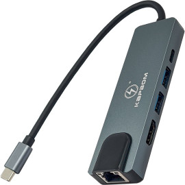 Adaptador Hub Tipo-C Kapbom KA-6050 3.0 Usb/Tipo-C/RJ45/Hdmi