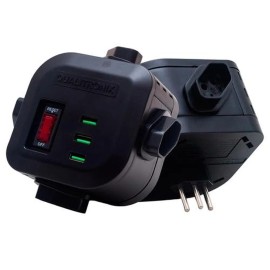 Filtro de Linha Torre Qualitronix Plug 4 Tomadas Com Usb Preto