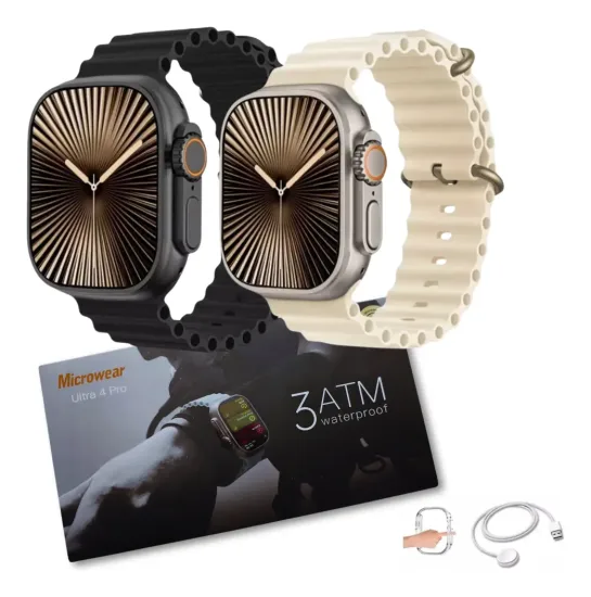 Microwear Smartwatch Ultra 4 Pro 49mm Tela Amoled 1GB Ram Caixa Tit�nio Gold