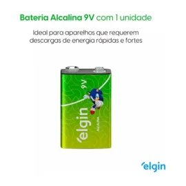 Pilha Bateria 9v Alcalina Elgin 9 Volts 1 Cartela
