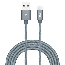 Cabo USB-C i2GO 2m 2,4A Nylon Tranado Chumbo - i2GO PRO