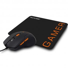 Kit Gamer Multilaser - Mouse + Mousepad Speed, Pequeno, Laranja - MO274