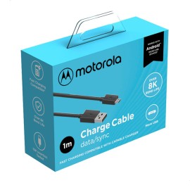 Cabo De Dados Motorola Original Usb-A Para Micro Usb De 1 Metro - Preto
