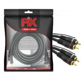 Cabo 2 RCA + 2 RCA Preto C/ Fio Remote 6mm - 3m