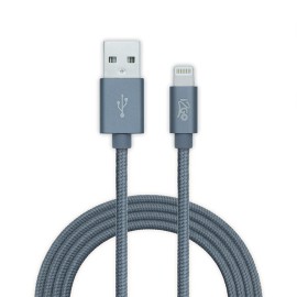 Cabo Iphone/Cabo Lightning i2GO Certificado MFi 2m 2,4A Nylon Tranado Chumbo - i2GO PRO