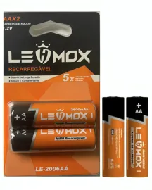 Pilha Recarreg�vel AA LEHMOX 2600Mah com 2 unidades 1,2 V Le-2006AA