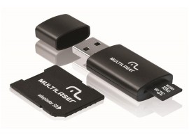 Pen Drive Multilaser 32GB 3 em 1 + Adaptador SD + Micro SD Classe 10 - Preto