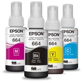 Kit Refil Ecotank 4 Cores (Preto, Ciano, Magenta, Amarelo) T664 Epson