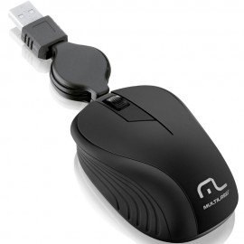 Mouse Retrtil Multilaser USB Emborrachado Preto - MO231