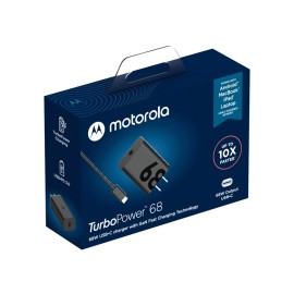 Carregador De Parede Motorola Turbo Power 68W - Com Cabo Usb-C/USB-C Bivolt Preto