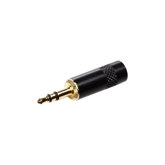 Plug P2 Stereo Metal Preto Com Ponta Gold