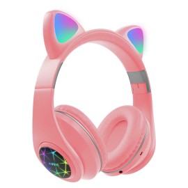 Fone de Ouvido Orelha de gato Sem Fio bluetooth - Rosa M2