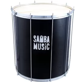 Surdo Samba Music 60x20 Pvc Preto Wood Grain C/ Tripé 