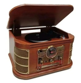 Toca Discos Vitrola Spazio Bluetooth Cd Vinil K7 Grava Raveo
