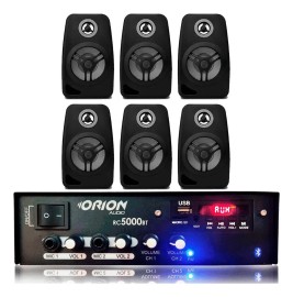 Kit Som Ambiente 300w Bluetooth + 6 Caixas Parede