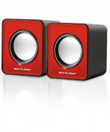 Caixa De Som Multilaser 2.0 Mini 3W Rms Vermelho - SP197