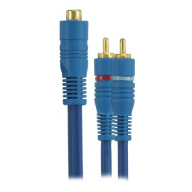  Cabo RCA Automotivo - Y 1 Fmea 2 Machos 5mm Azul 25cm 