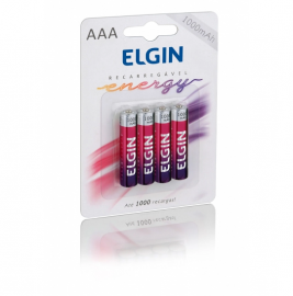 Pilha Recarregvel AAA 1000 Mah Blister c/4 - Elgin