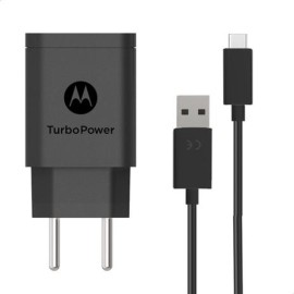 Carregador De Parede Motorola Turbo Power 10w - Com Cabo Usb-C - Preto