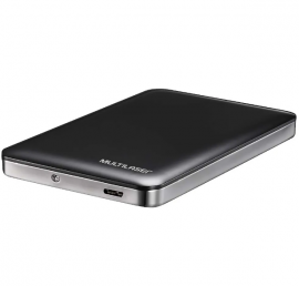 Case Para Hd Externo 2.5 Pol. Multilaser Preto E Prata Usb - GA115 