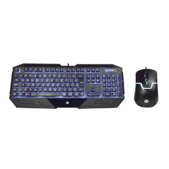 Kit Gamer HP GK1100, com Mouse 1600DPI, �ptico Infravermelho, + Teclado LED Azul, ABNT, Anti-Ghosting, Preto