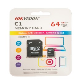 Carto de Memria Hikvision 64GB MicroSD Com Adaptador C1 Series HS-TF-C1(STD)/64G/Adapter