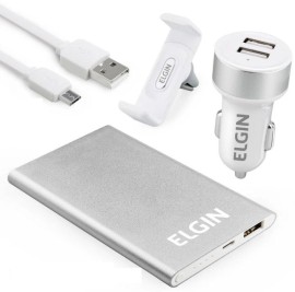 Kit Carregador para Celular Automotivo Com Power Bank e Acessrios 46RKITCARRO0 Elgin