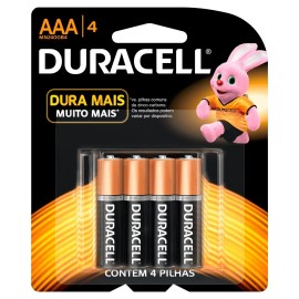 Pilha Alcalina Duracell AAA 4 UNIDADES