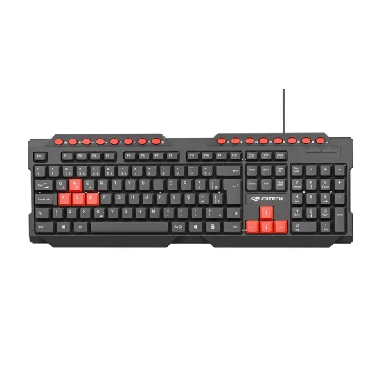 Teclado Gamer C3tech Kg-10v2bk Multim�dia Usb Abnt2 - Preto/vermelho