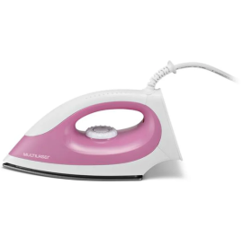 Ferro de Passar Roupa a Seco Multilaser 220V 1200W LED Branco/Rosa - HO017